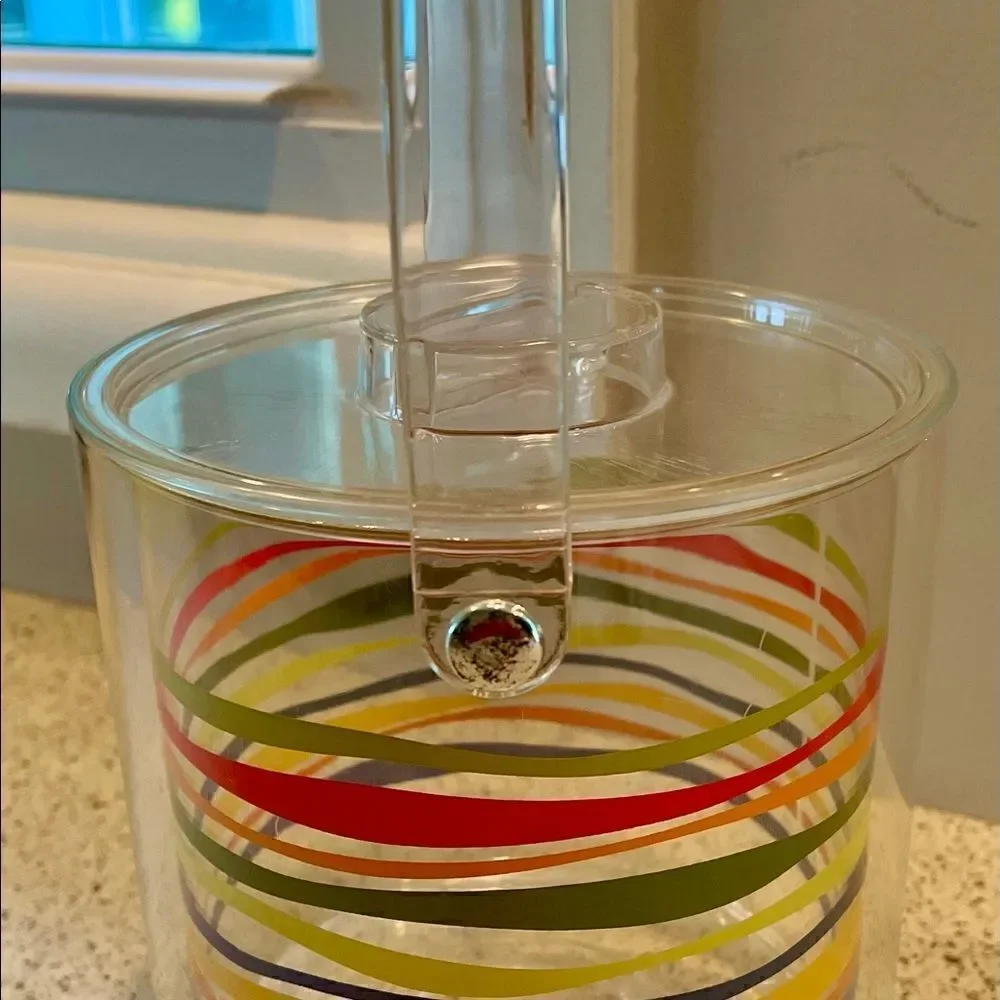 Vtg MCM Lucite Acrylic Multi Color Swirled Ice Bucket. Set Dressing On TV Show.